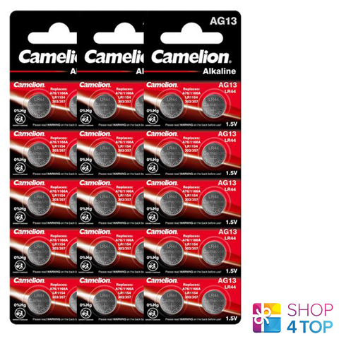 30 Camelion Alkaline Batteries L1154 Lr44 Ag13 1.5V No Mercury 10Bl Exp 2028 NEW