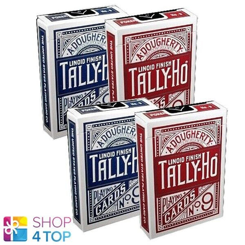 4 Decks Bicycle Tally Ho Fan Back Playing Cards 2 Red 2 Blue USpcc NEW
