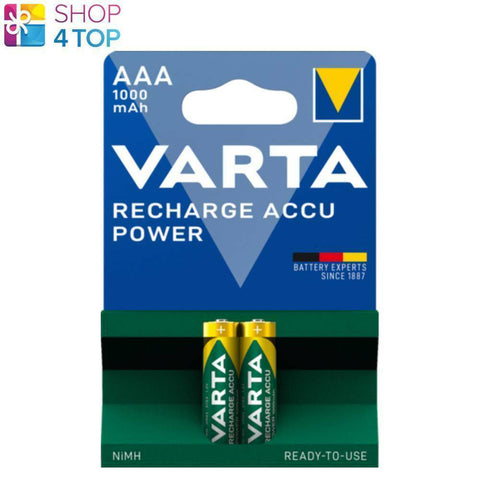 2 Varta Recharge Accu Power Aaa Batteries Lr03 1000Mah Nimh 2Bl 1.2V Hr03 NEW