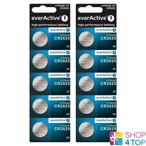 10 Everactive Lithium Cell Cr2025 Batteries Dl2025 3V Coin Button Exp 2031 NEW