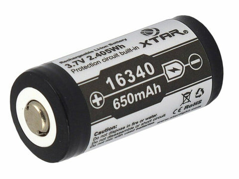4 Xtar 16340 Protected Battery Rechargeable 3.7V Li-Ion Lithium 650 Mah NEW