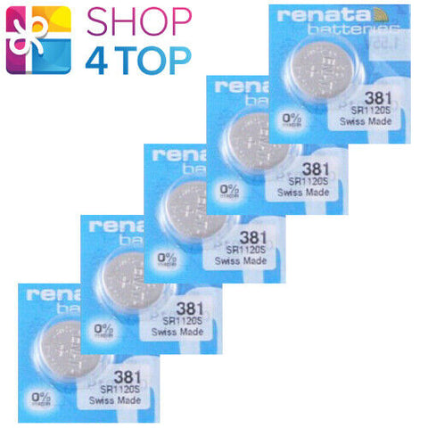 5 Renata 381 Sr1120Sw Batteries Silver 1.55V Watch Battery NEW