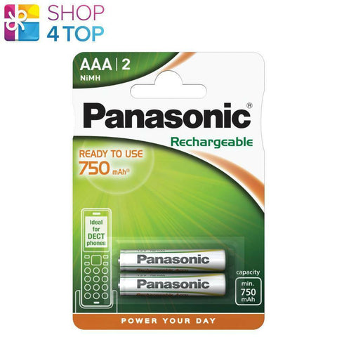 2x Panasonic AAA 750mAh NiMH Rechargeable Batteries 1.2V Ready to Use