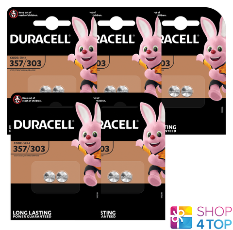 10 Duracell 357/303 Sr44 Batteries Silver Oxide 1.5V Watch Battery NEW