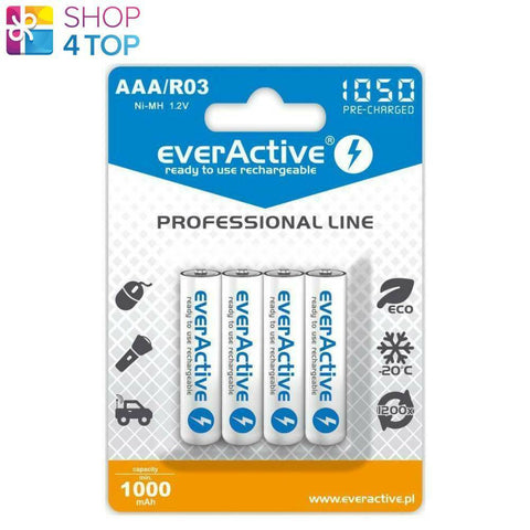 4 Everactive Professional Line Aaa Lr03 Batteries Blister Nimh 1.2V 1050Mah NEW
