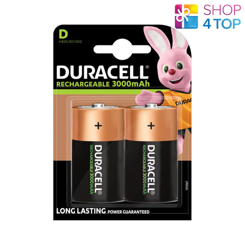 2 Duracell D Rechargeable 3000Mah Batteries Hr20 Dc1300 1.5V Torcia 2Bl Nimh NEW