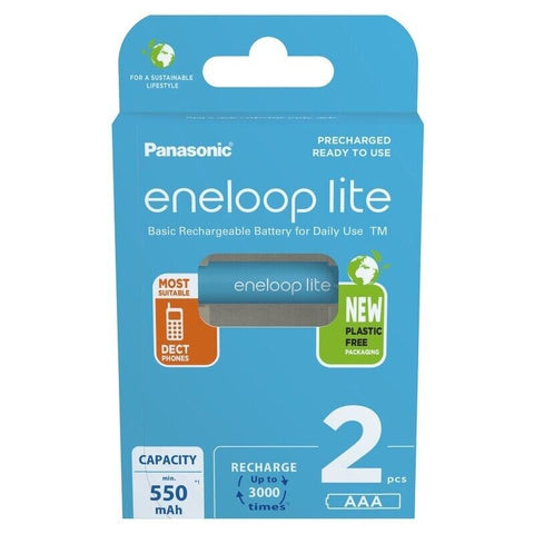 2 Panasonic Eneloop Lite Eco Rechargeable Aaa Hr3 Batteries 2Bl 1.2V 550Mah