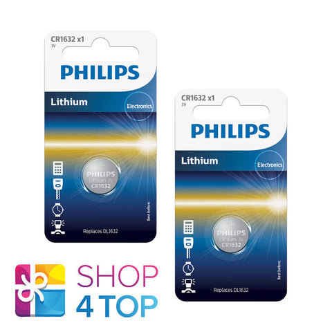2 Philips Cr1632 Lithium Batteries 3V Cell Coin Button Dl1632 1Bl NEW