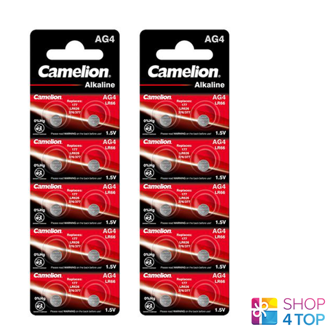 20 Camelion Ag4 Lr626 Alkaline Batteries Lr66 377 G4 1.5V 10Bl Exp 2028 NEW