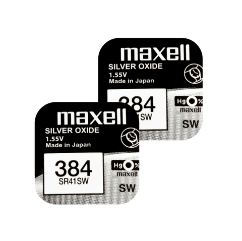 2 Maxell 384 392 Sr41Sw Batteries Silver Oxide 1.55V Watch Battery