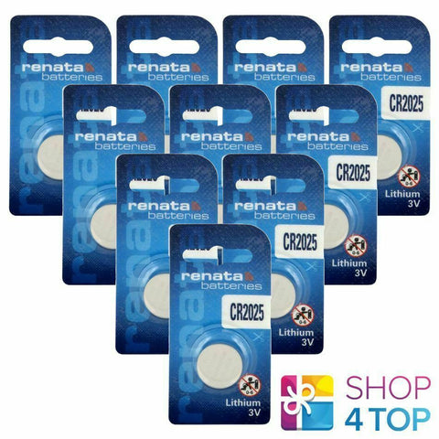 10 Renata Cr2025 Lithium Batteries 3V Cell Coin Button Dl2025 Exp 2029 NEW
