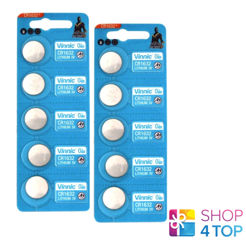 10 Vinnic Cr1632 Lithium Batteries 3V Dl1632 Cell Coin Button 5Bl NEW
