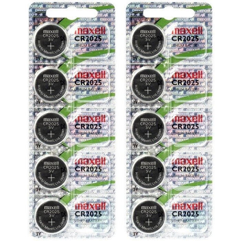 10 Maxell Cr2025 Lithium Batteries 3V Coin Cell Dl2025 Hologram Pack Exp 2029