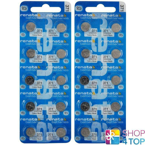 20 Renata 371 Sr920Sw Batteries Silver 1.55V Watch Swiss Made NEW