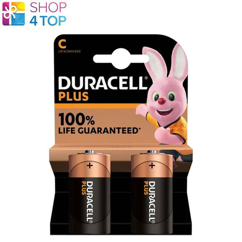 2 Duracell Plus C Lr14 Alkaline Batteries Mn1400 1.5V Mezza Exp 2031 2Bl NEW
