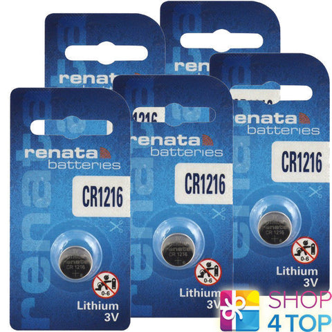 5 Renata Cr1216 Lithium Batteries 3V Cell Coin Button NEW