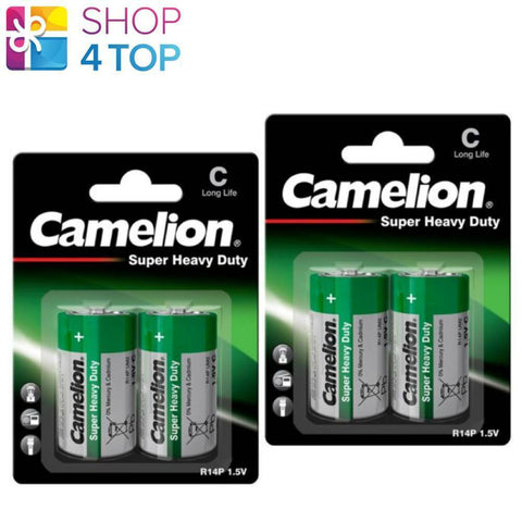 4 Camelion C Batteries R14P Long Life Super Heavy Duty 1.5V Um2 2500Mah 2Bl NEW