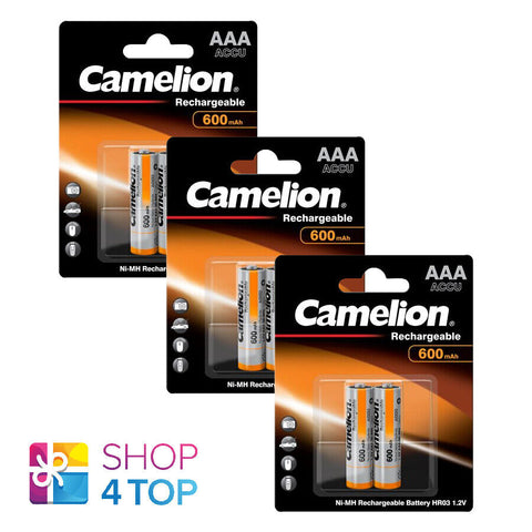 6 Camelion Aaa Rechargeable 600Mah Batteries 2Bl Accu Ni-Mh 1.2V Hr03 Ni-Mh NEW