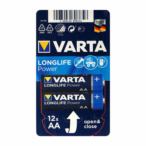 12 Varta Aa Alkaline Batteries Lr6 Mini Box Longlife Power 1.5V Exp2031 12Bl NEW