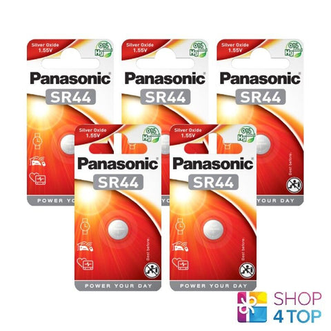 5 Panasonic Sr44 Silver Oxide Batteries 1.55V 1Bl 357 Epx76 Ag13