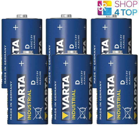 6 Varta Industrial D Lr20 Alkaline Batteries 1.5V Mono R20 Mn1300 Am1 E95 NEW