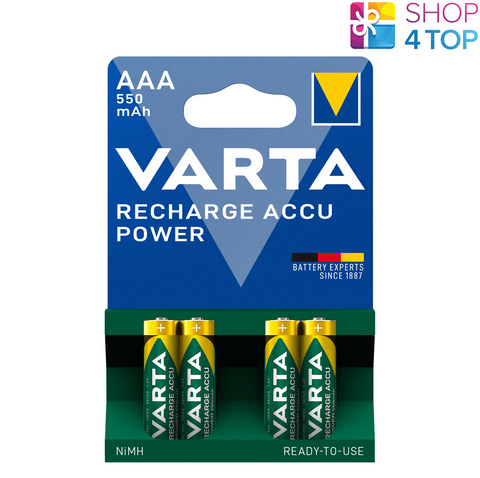 4 Varta Recharge Accu Power Aaa Lr03 Batteries 550Mah Nimh Hr03 1.2V 4Bl NEW
