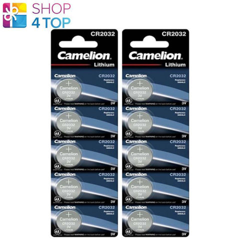10 Camelion Cr2032 Batteries Lithium 3V Coin Cell Cr2032-Bp5 5Bl Exp 2033 NEW