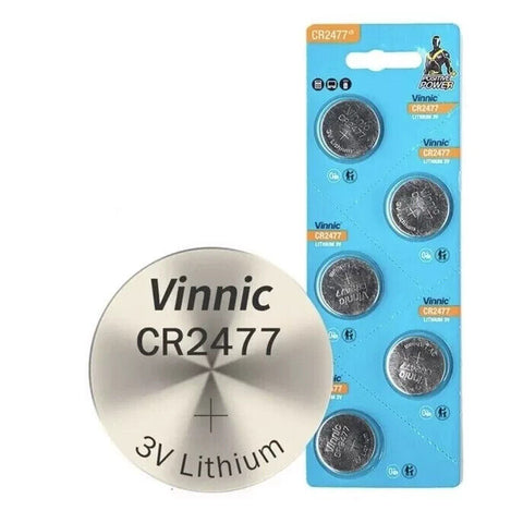 10 Vinnic Cr2477 Lithium Batteries 3V Cell Coin Button No Mercury NEW