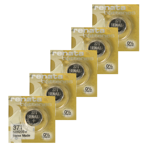 5 Renata 371 Sr920Sw Mp-E Batteries Silver Oxide 1.55V Swiss Made