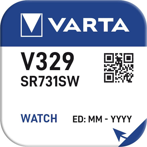 2 Varta 329 Sr731Sw Battery Silver 1.55V Coin Button Cell Watch