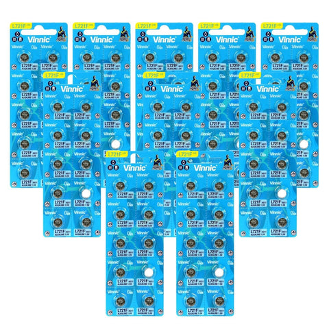 100 Vinnic Alkaline Batteries L721F L721 Ag11 Sr720 Sr58 1.5V