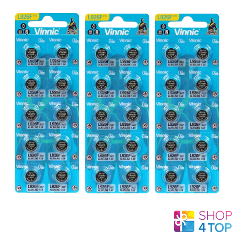 30 Vinnic Alkaline Batteries L926 G7 1.5V No Mercury NEW