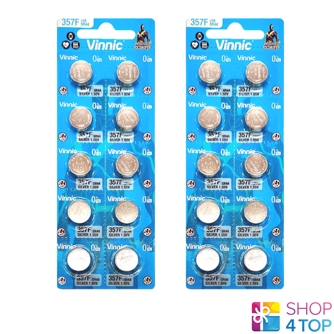 20 Vinnic 357 Sr44 Batteries Silver Oxide 1.55V Watch Battery Exp 2028 NEW