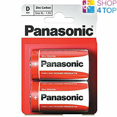 2 Panasonic Zinc Carbon D Lr20 Batteries Blister 1.5V Mono Mn1300 Am1 E95 2026