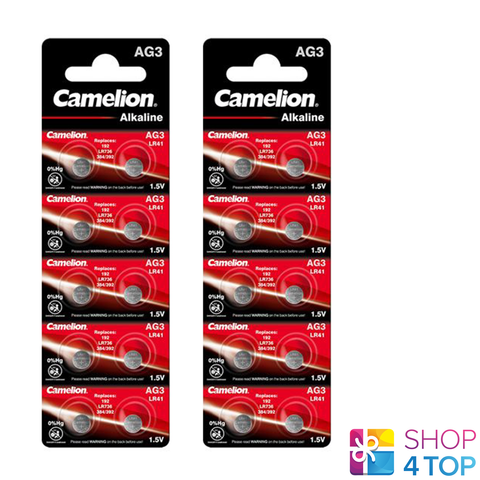 20 Camelion Ag3 Lr736 Alkaline Batteries Lr41 392 G3 1.5V 10Bl NEW