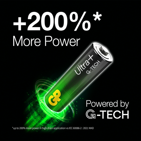 12 Gp Ultra+ Alkaline Aa Batteries G-Tech Lr6 1.5V No Mercury 4Bl Pack Exp 2033