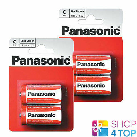 4 Panasonic Zinc Carbon C Lr14 Batteries Blister 1.5V Baby R14 Mn1400 Am2 2027