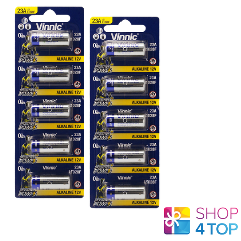 10 Vinnic Alkaline High Voltage Battery 23A L1028F Mn21 12V Exp 2028 NEW