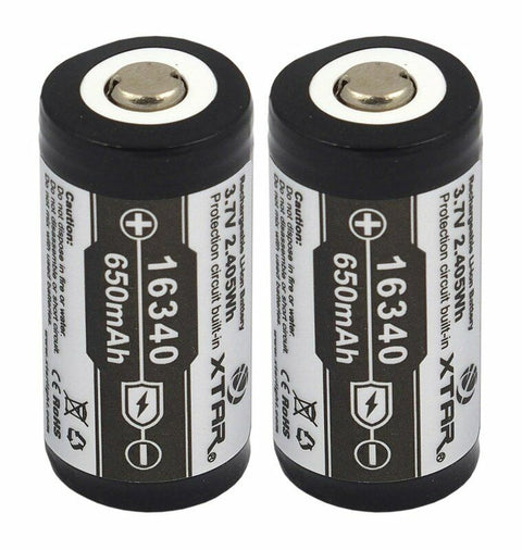 4 Xtar 16340 Protected Battery Rechargeable 3.7V Li-Ion Lithium 650 Mah NEW