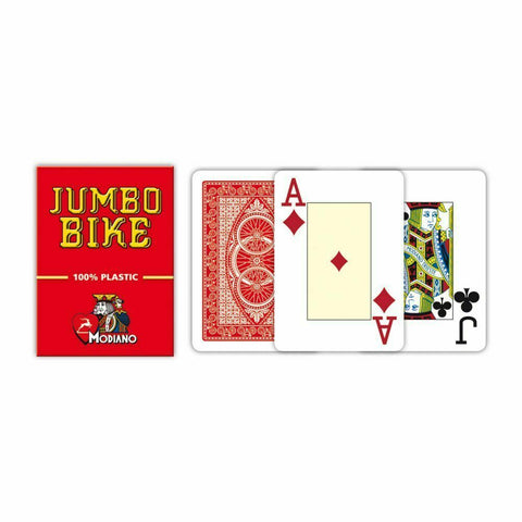2 Jumbo Bike Trophy Decks Blue Red Playing Cards Modiano 100% Plastic Poker NEW