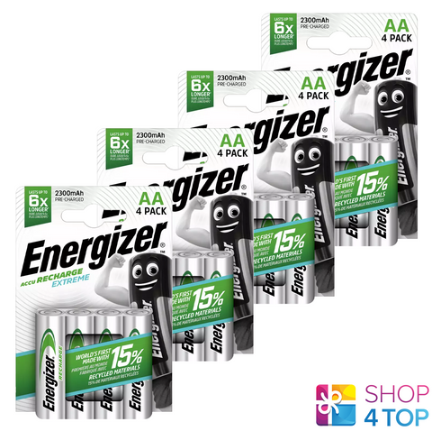 16 Energizer Recharge Extreme Batteries Aa Hr6 1.2V 2300Mah Mignon Stilo