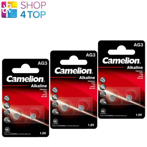 6 Camelion Ag3 Lr736 Alkaline Batteries Lr41 392 G3 1.5V 2Bl 28Mah NEW