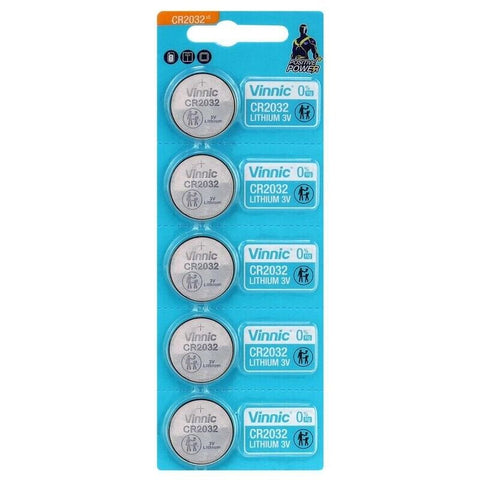 5 Vinnic Cr2032 Lithium Cell Batteries 3V Coin Button Dl2032 5Bl