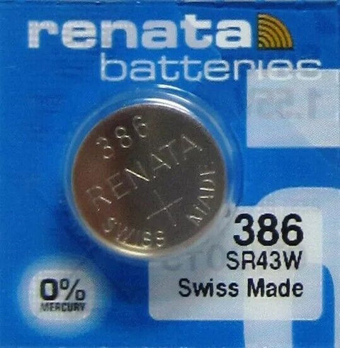 2 Renata 386 Sr43W Cell Batteries Silver Button 1.55V Watch Swiss Made