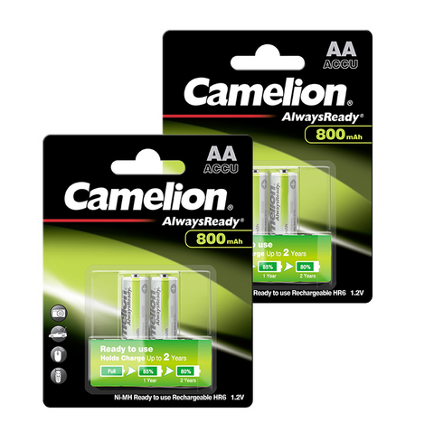 4 Camelion Aa Rechargeable Batteries Always Ready Hr6 800Mah 2Bl Nimh