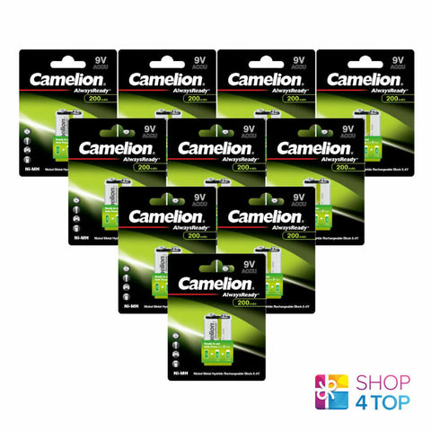 12 Camelion 9V Hr22 Rechargeable Batteries Always Ready 200Mah 1Bl Ni-Mh NEW