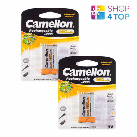 2 Camelion 9V Hr22 Rechargeable Battery Accu 200Mah 1Bl Ni-Mh Orange NEW