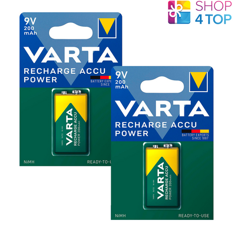2 Varta Recharge Accu Power 9V Hr22 Battery Nimh 200Mah E-Block Transistor NEW