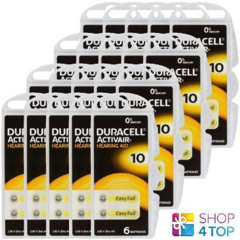 120 Duracell Activair Hearing Aid Batteries Size 10 Zinc Air 1.45V Mercury Free