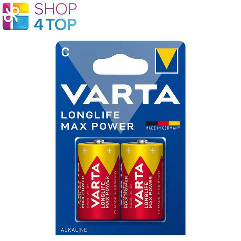 2 Varta Longlife C Lr14 Batteries Alkaline Max Power Mn1400 1.5V Baby 2Bl NEW